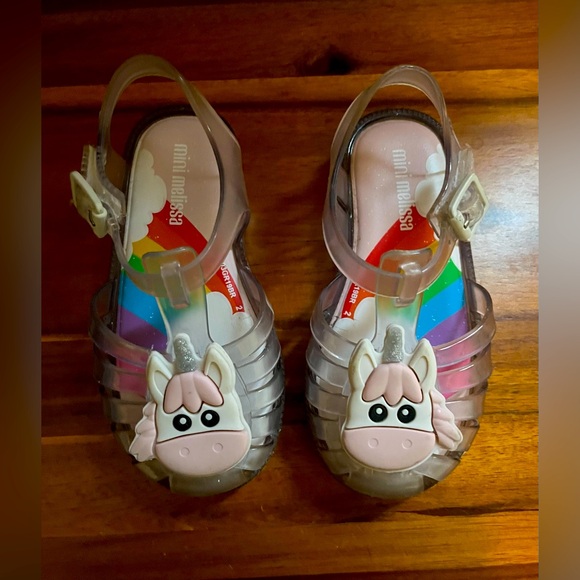 Mini Melissa Other - Mini Melissa Toddler Girl Size 8 Unicorn Clear Jelly Sandals in great condition
